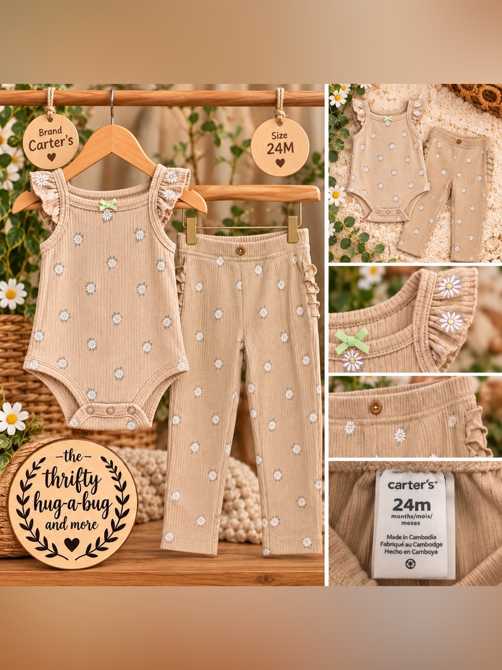 Carter’s Baby Girl 2-Piece Daisy Bodysuit & Leggings Set 24M